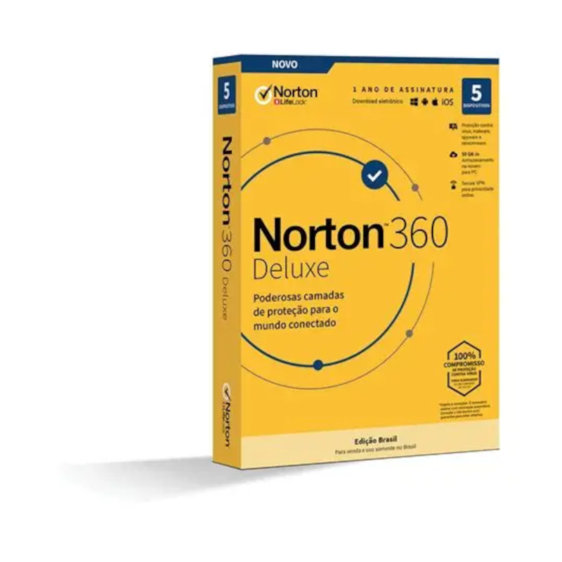 Norton N360 Deluxe 2026 Antitruffa 5 Dispositivi 12 Mesi 50GB BOX