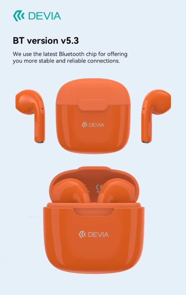 Auricolari Devia TWS-K1 Bluetooth 5.3 EM057 Arancio - immagine 2