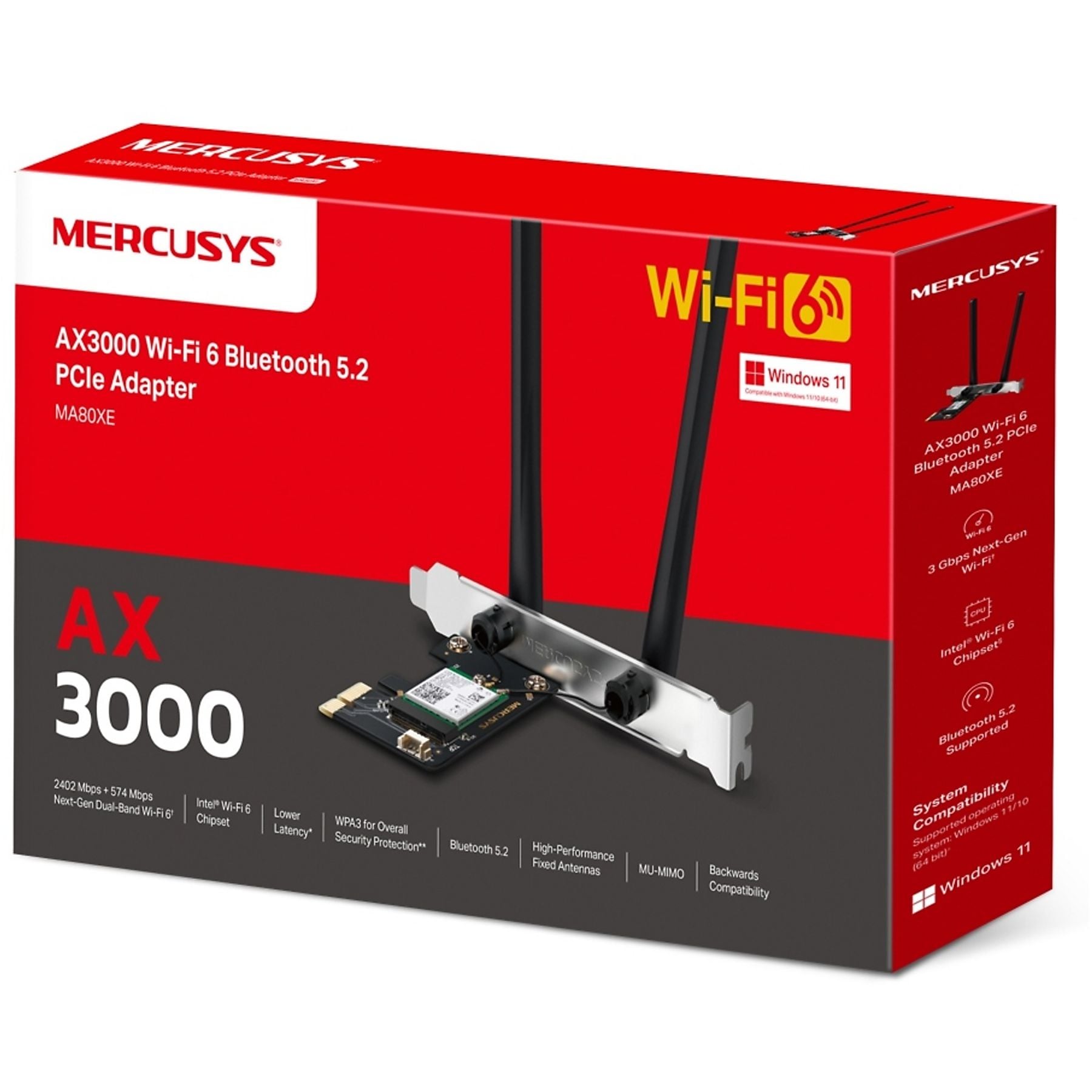Adattatore MERCUSYS MA80XE adattatore WiFi 6 (5GHz-2.4GHz) Bluetooth 5.2 - immagine 2