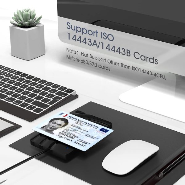 Elexlinco NFC Contactless Smart & EID Card Reader, Funziona con ISO14443A/B - immagine 3